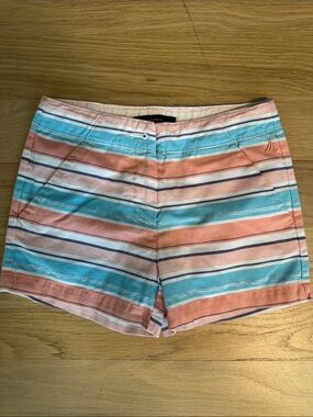 Nautica Girls Striped Pastel Shorts - Coral & Aqua